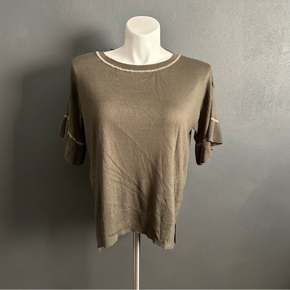 Apt. 9 Olive Green Ruffle Sleeve Top XL - Picture 2 of 7